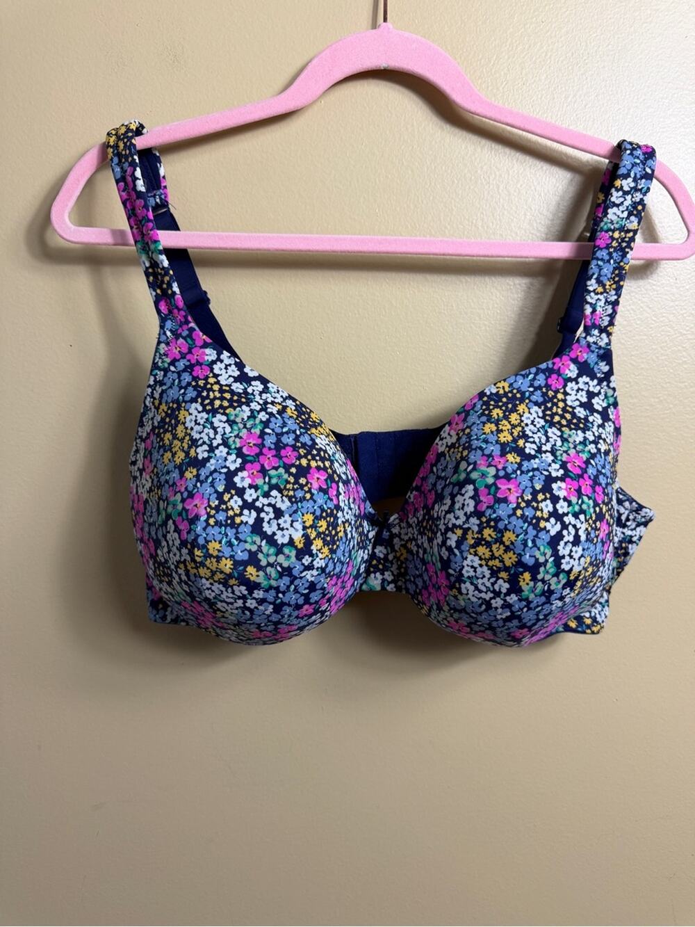 Cacique blue floral lightly lined full coverage bra 40D